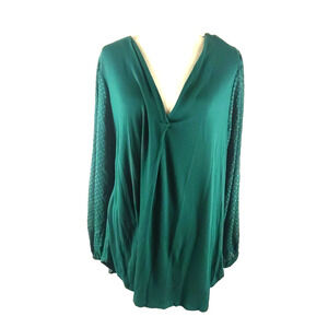 Lane Bryant Women's Long Sleeve V Neck Shirt Size 18/20 Hunter Green